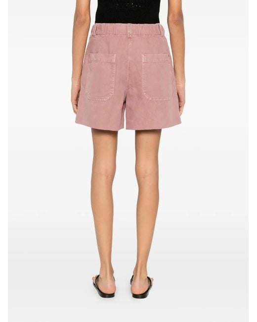 Brunello Cucinelli Pink Short À Pinces Teint En Pièce
