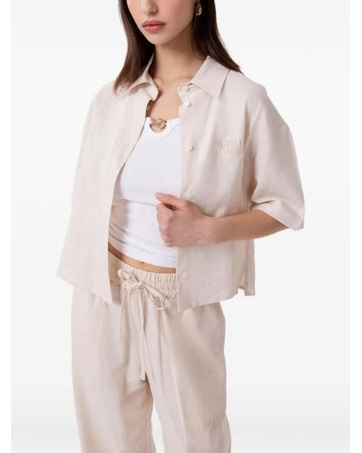 Gaelle Paris Natural Chemise Crop À Manches Courtes