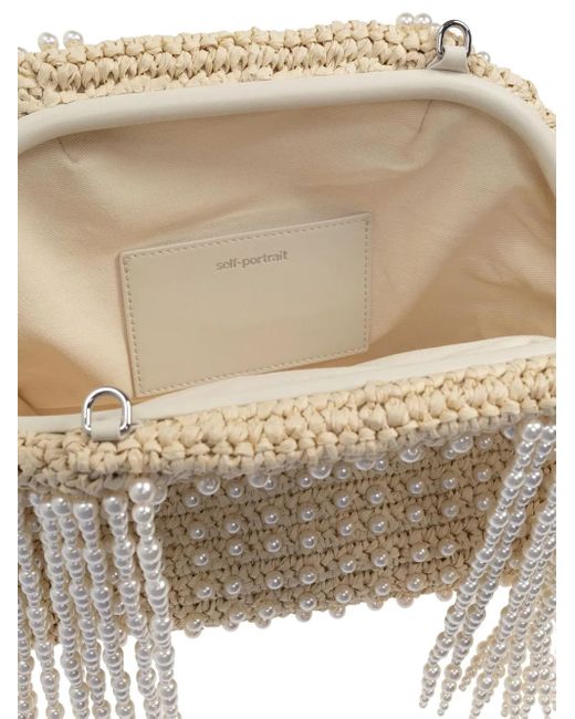 Borsa Tote Con Decorazione di Self-Portrait in Natural