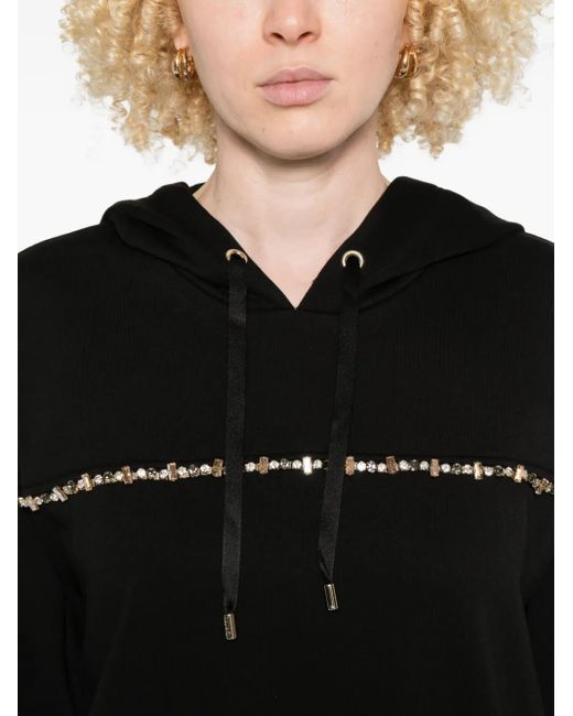 Liu Jo Black Embellished-Band Hoodie