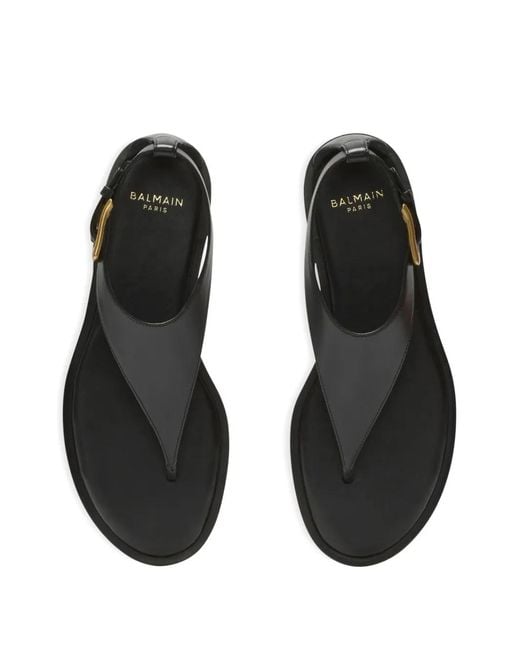 Balmain Brown Anthem Toe-Post Sandals