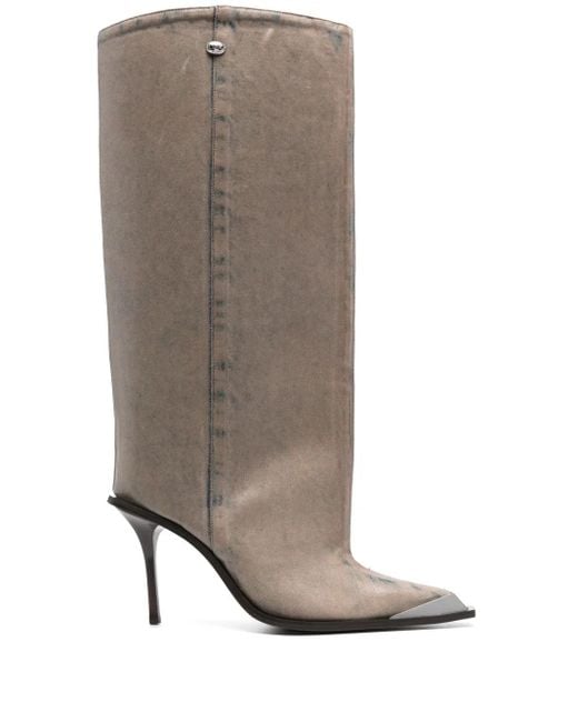 DIESEL Brown Denim Coated Stiletto Ankle Boots