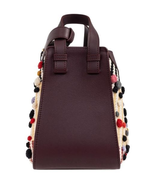 Loewe Purple Hammock Pom-Pom Leather Tote Bag