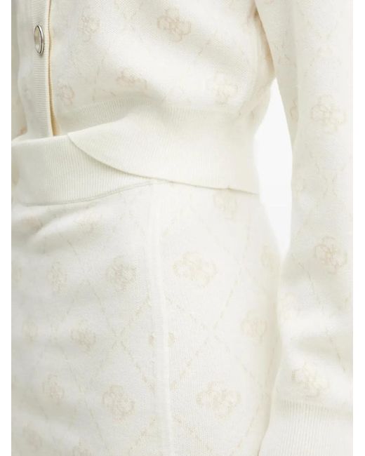 Guess White Monogram-Pattern Knit Skirt