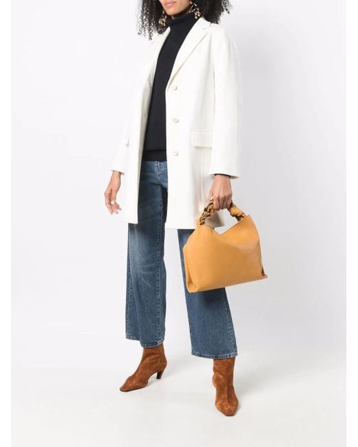 Alberto Biani White Buttoned Up Wool Coat