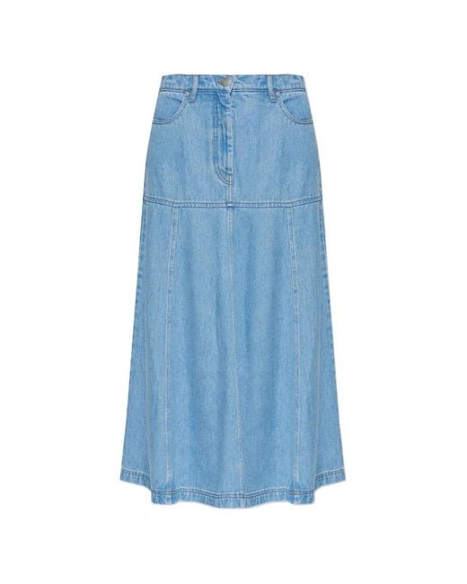 Munthe Blue Tuxya Panelled Denim Maxi Skirt