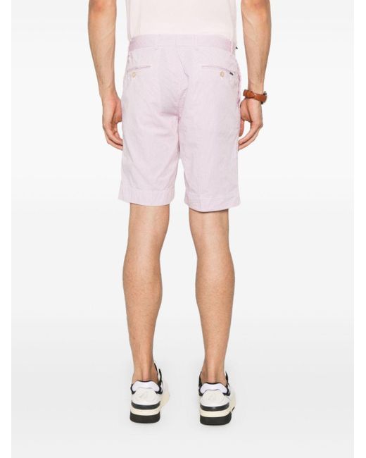 Hackett Pink Striped Mid-Rise Chino Shorts for men