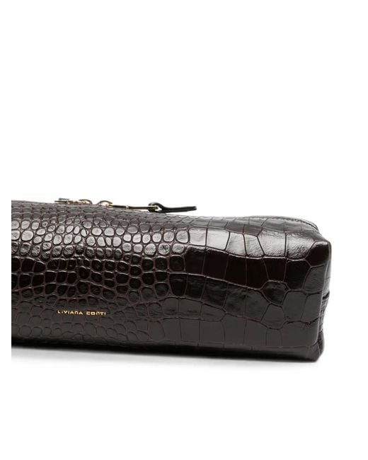 Liviana Conti White Croc-Effect Clutch Bag