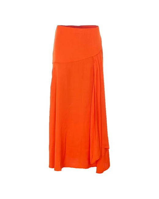 Essentiel Antwerp Orange Jiselle Pleated Skirt