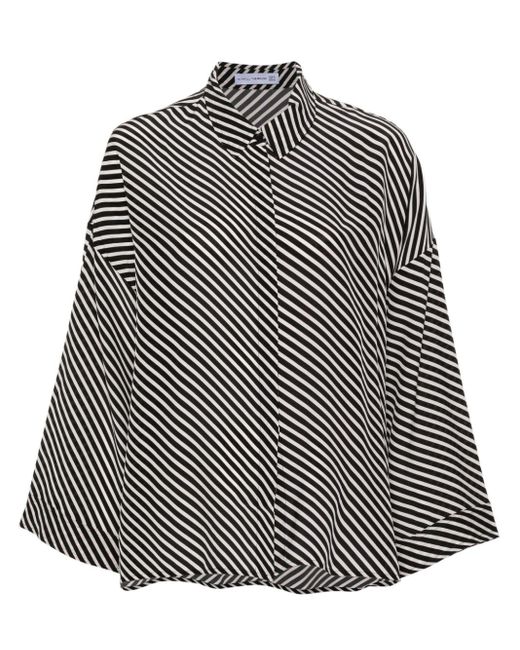 Faithfull The Brand Gray Amici Striped Silk Shirt