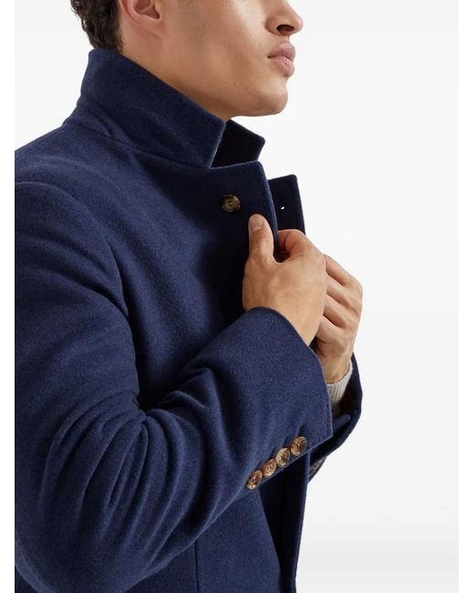 Brunello Cucinelli Blue Water-Resistant Coat for men