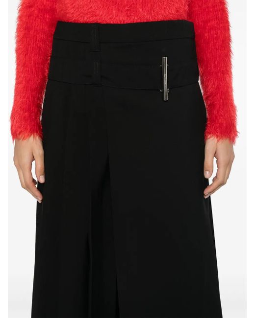 McQueen Black Pleated Midi Skirt