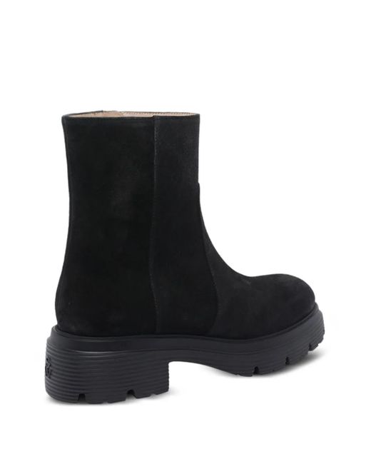 Stuart Weitzman Black Zip-Detail Suede Boots