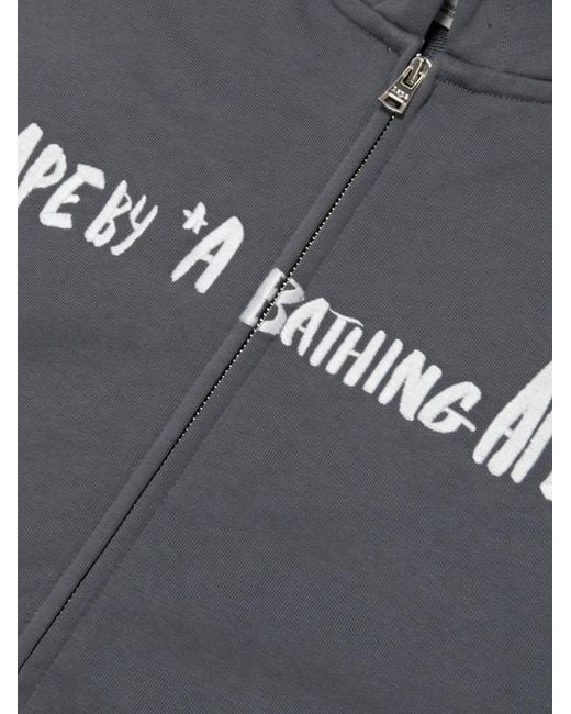Aape By A Bathing Ape Gray Logo-Print Zip-Up Hoodie for men