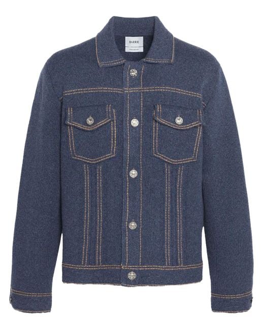 Barrie Blue Knitted Denim Jacket for men