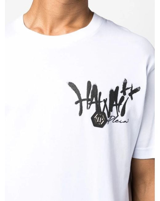 Philipp Plein White Hawaii Ss Cotton T-Shirt for men