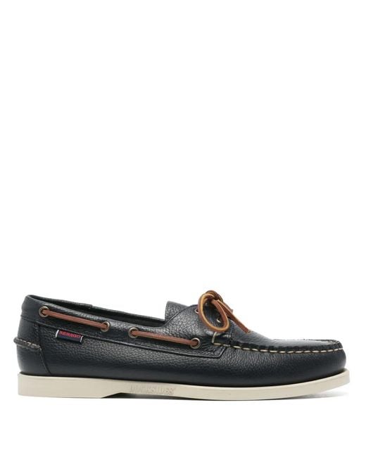 Sebago Gray Portland Martellato Leather Boat Shoes for men
