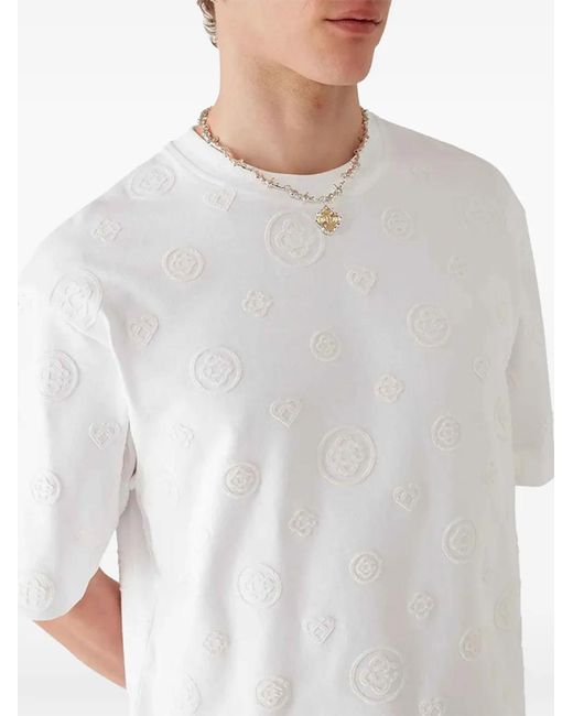 Casablanca White Monogram-Print Cotton T-Shirt for men