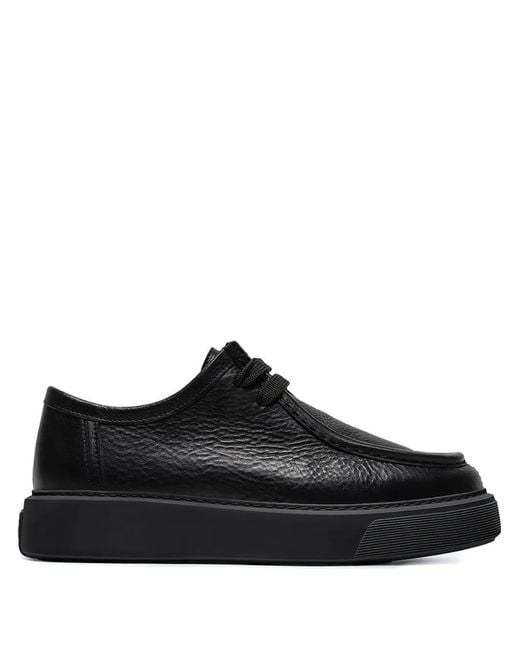 Referenc Black Round-Toe Leather Derby Shoes for men