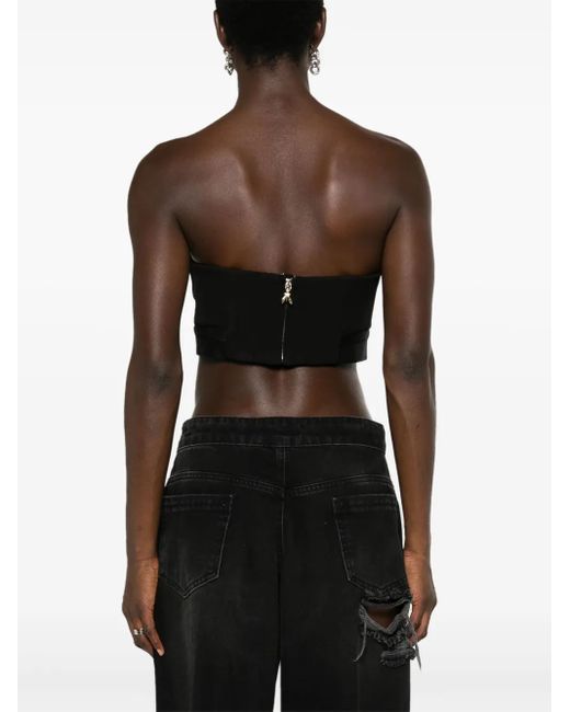Patrizia Pepe Black Logo-Patch Tailored Bustier Top