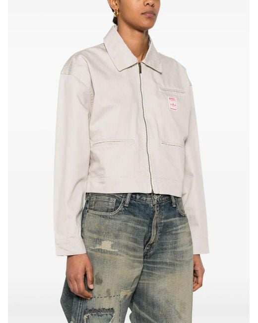 Adidas White Aop Cropped Jacket
