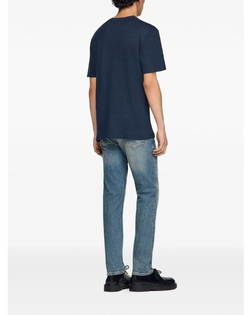 Sandro Blue Certified Linen T-Shirt for men