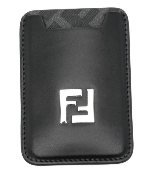 Fendi Black Logo-Plaque Leather Cardholder for men