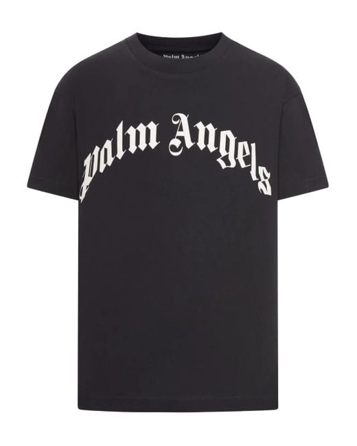 Palm Angels T-Shirt Met Gewelfd Logo in het Black voor heren