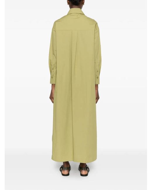 Marc Ellis Yellow Embroidered-Logo Midi Dress
