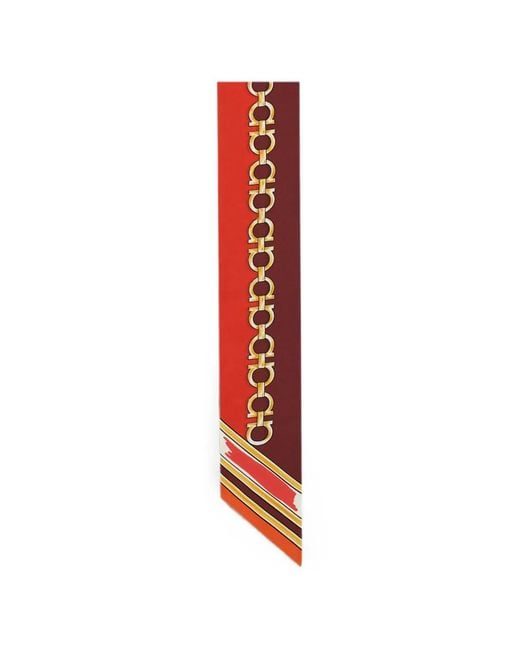 Ferragamo Red Feline-Print Bandeau Scarf
