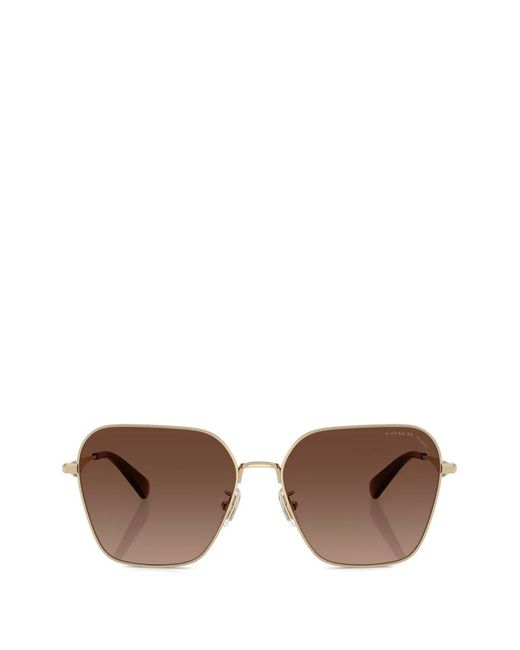 COACH Brown Geometric-Frame Sunglasses