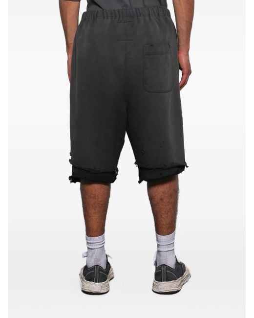Maison Mihara Yasuhiro Black Layered Distressed Shorts for men