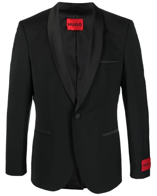 HUGO Black Single-Breasted Tuxedo Blazer for men