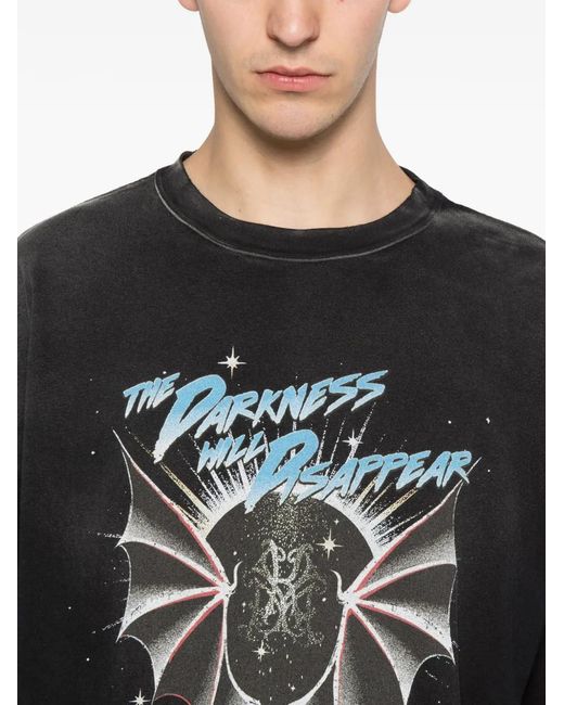 KAMIYA Black Graphic-Print Faded-Effect T-Shirt for men