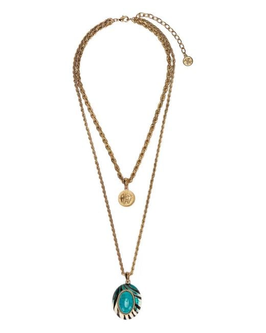 Roberto Cavalli Metallic Ray Of Sea-Print Rope-Chain Necklace