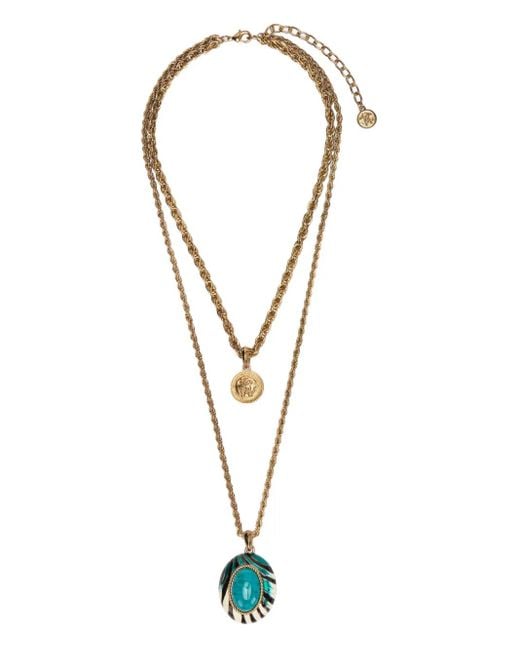 Roberto Cavalli Metallic Ray Of Sea-Print Rope-Chain Necklace