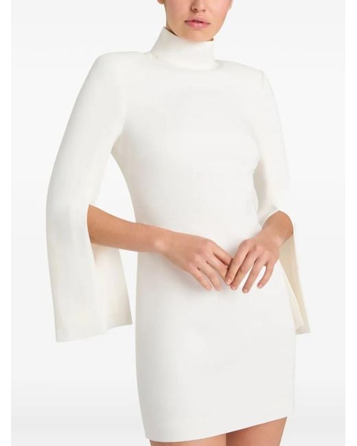 Cinq À Sept White Randa Split-Sleeve High-Neck Mini Dress