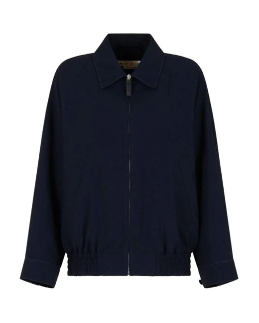 Marni Blue Zip-Up Bomber Jacket