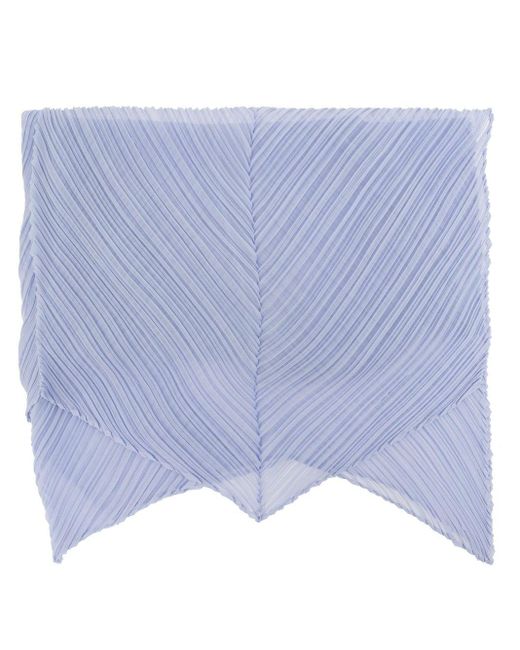 Pleats Please Issey Miyake Blue Pointed-tip Plissé Scarf