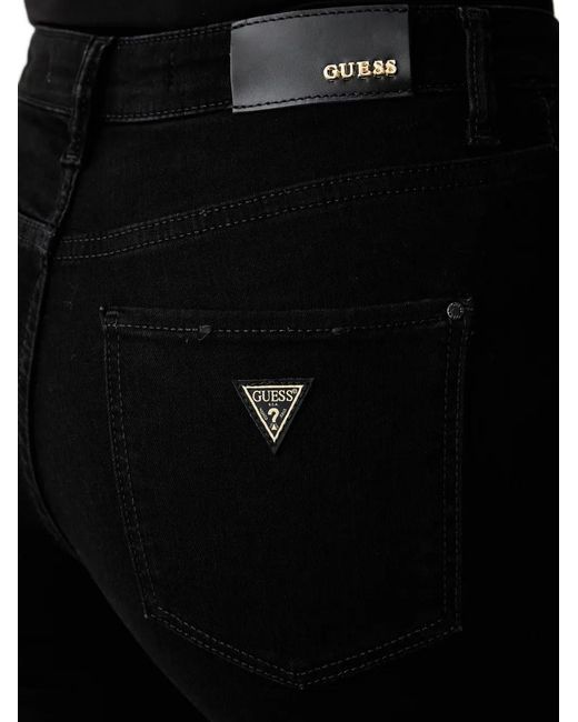 Guess Black Logo-Patch Flared Jeans