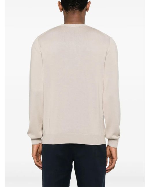 メンズ Canali コットン クルーネックセーター Natural