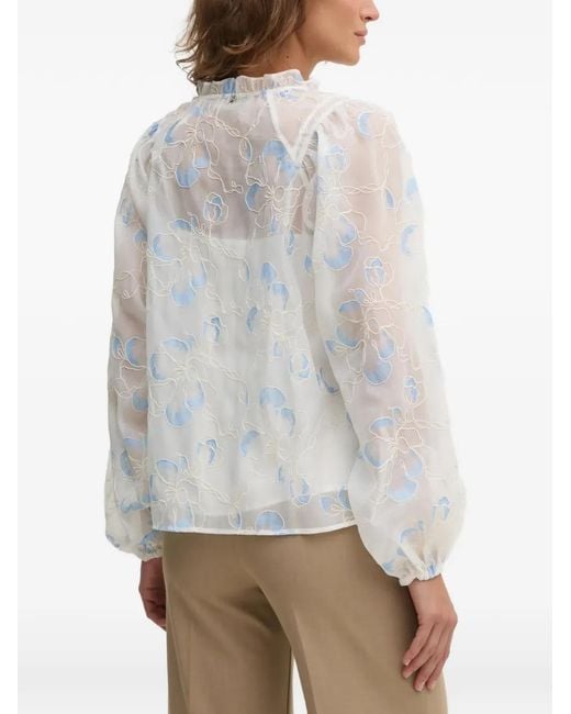 Mos Mosh White Floral Ruffled Blouse