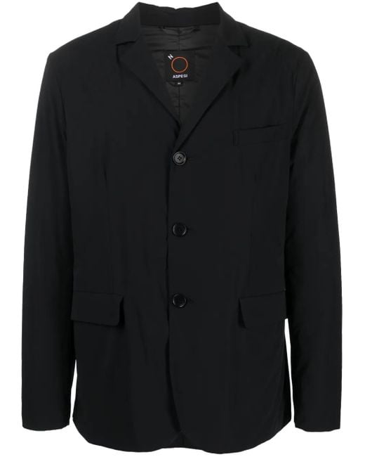 Aspesi Black Paperino Single-Breasted Blazer for men