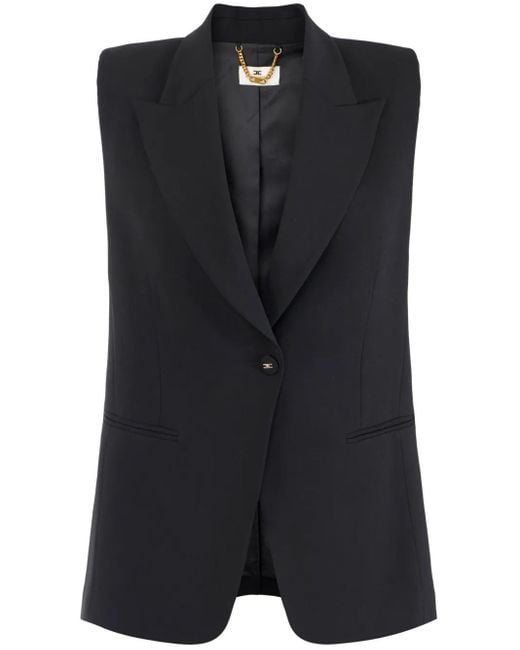 Elisabetta Franchi Black Tailored Sleeveless Blazer