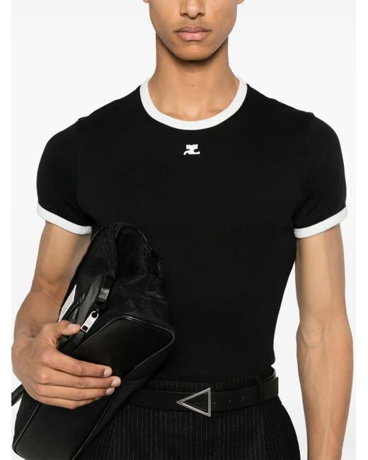 Courreges Black Cotton Jersey T-Shirt for men
