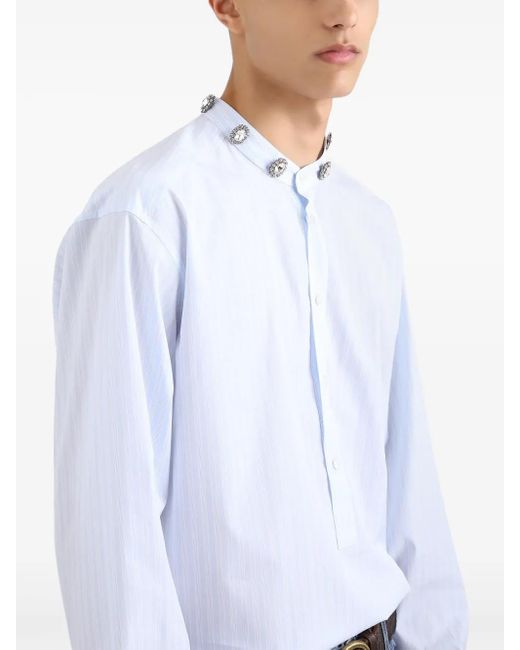 Dolce & Gabbana White Crystal-Embellished Shirt for men