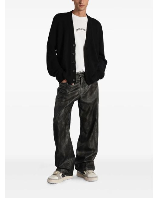 Palm Angels Black Button Cardigan for men