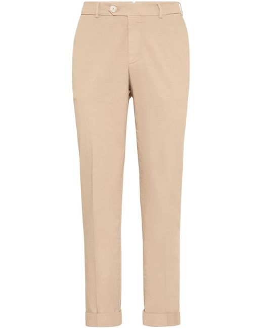 Brunello Cucinelli Natural Italian Fit Cotton Trousers for men