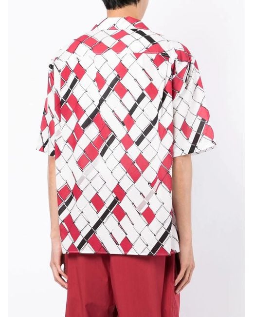 3.1 Phillip Lim Red Woven-Print Short-Sleeved Shirt for men