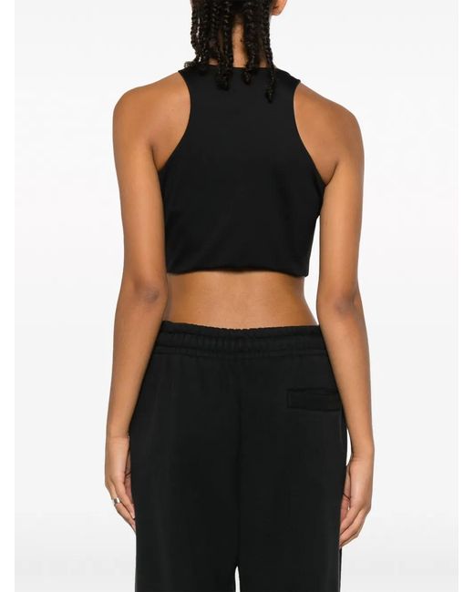 Off-White c/o Virgil Abloh Black Logo-Print Cropped Tank Top